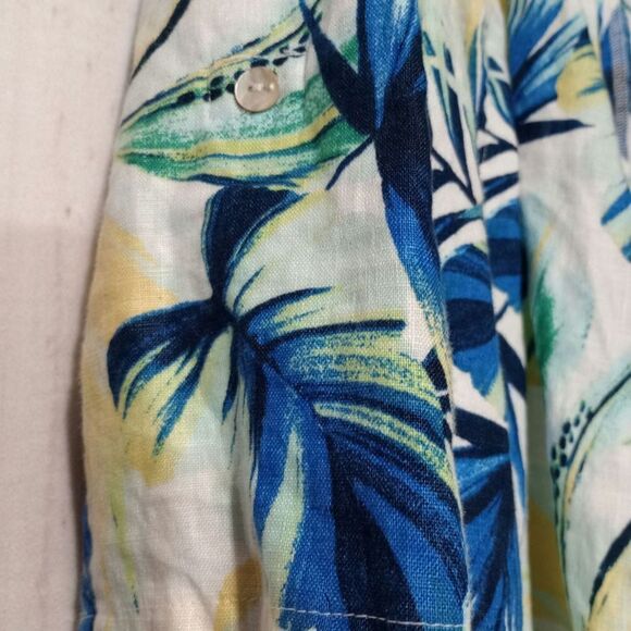 Chico's‎ Large Floral Tropical Linen Blend Open Front Jacket Blazer Cover Up - Picture 3 of 6